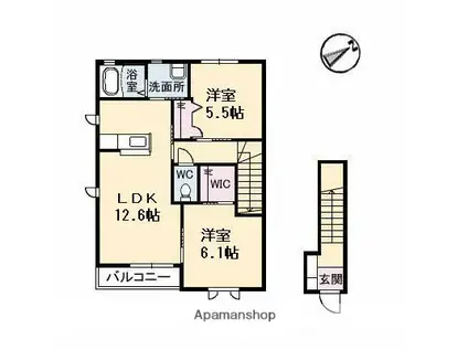 クレスト弐番館(2LDK/2階)の間取り写真
