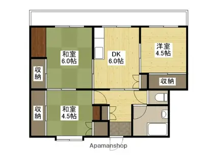 コーポ北吉津(3DK/3階)の間取り写真