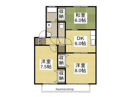 ファミール西深津(3DK/2階)の間取り写真