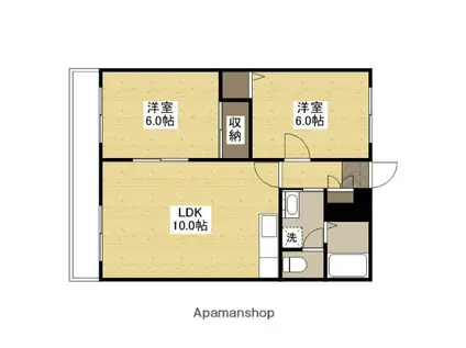メゾンドヴィラ大門(2LDK/3階)の間取り写真