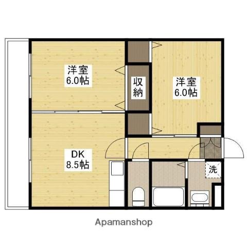 あんずマンション(2DK/1階)の間取り写真