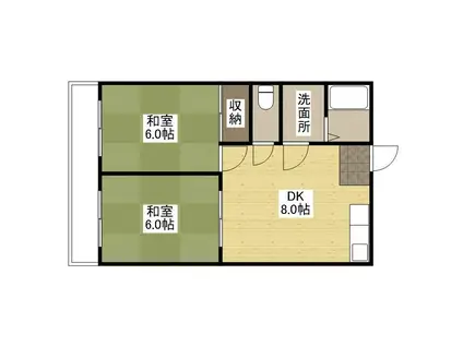 メゾンニシヤ(2DK/2階)の間取り写真