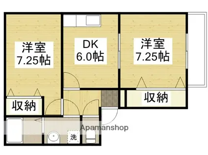 サンスタレ新涯ⅥB棟(2DK/2階)の間取り写真