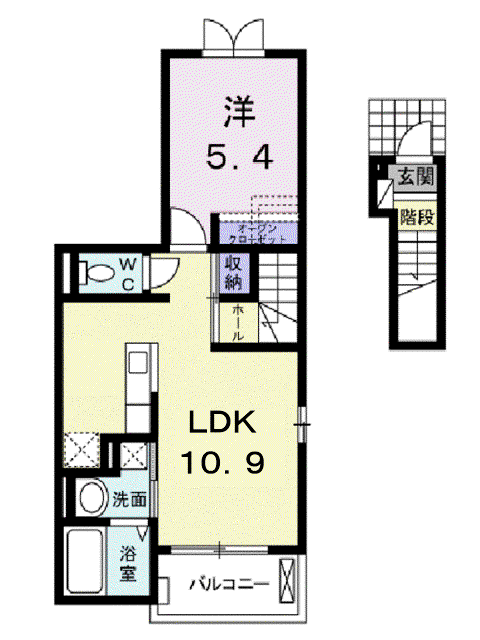 パストーソⅠ(1LDK/2階)の間取り写真