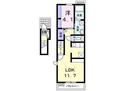 ルミエールⅢ(1LDK/2階)の間取り写真
