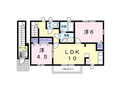 中土井ロングハイツ(2LDK/2階)の間取り写真