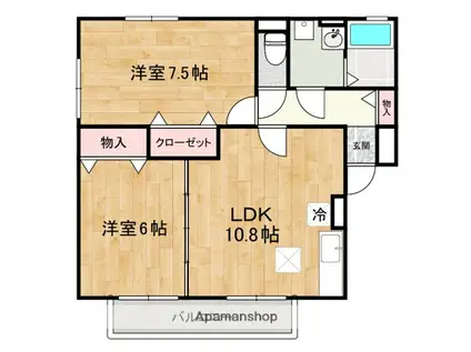 メゾン・ド・ポンパドール(2LDK/2階)の間取り写真