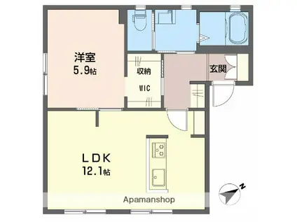 レジデンス新涯 E棟(1LDK/1階)の間取り写真
