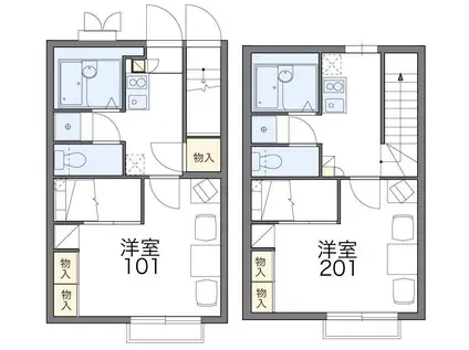 レオパレスコンフォート山手B(1K/2階)の間取り写真