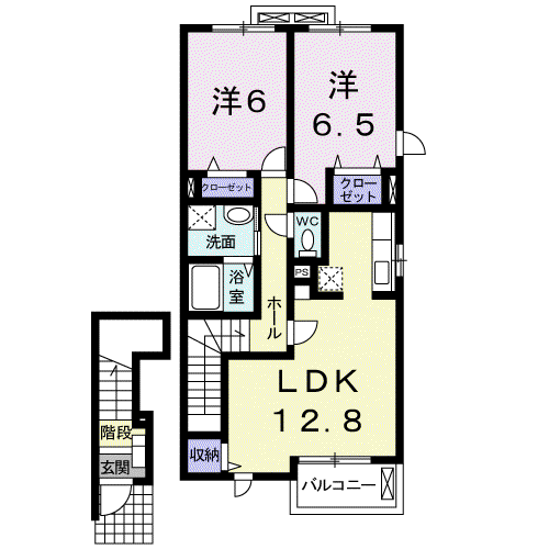 アズールコート(2LDK/2階)の間取り写真