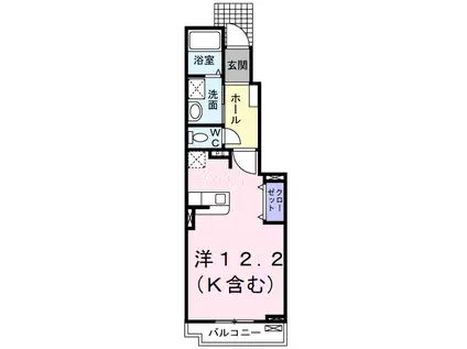 プルート稲月(ワンルーム/1階)の間取り写真