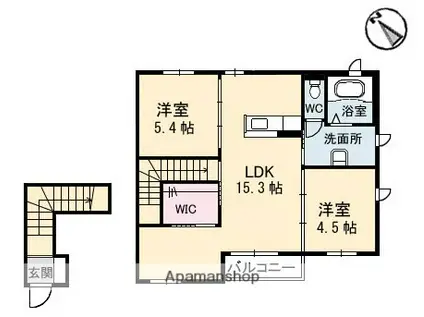シャーメゾン津之郷(2LDK/2階)の間取り写真