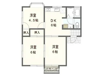 フローレンス春日(3DK/2階)の間取り写真