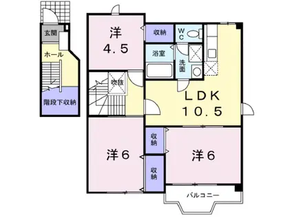 エスポワールB(3LDK/2階)の間取り写真