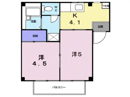 サンシャインつちやⅡ(2K/1階)の間取り写真