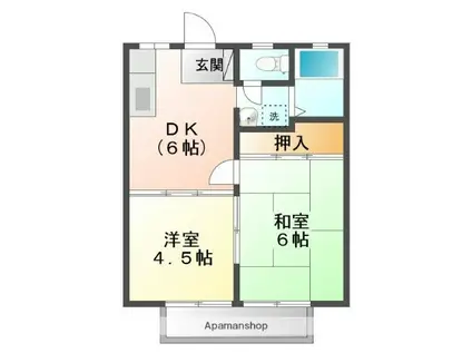 コーポオガワ(2DK/1階)の間取り写真