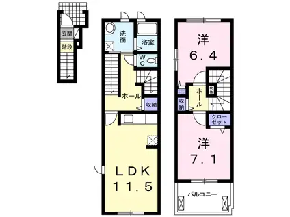 プリムローズHB(2LDK/2階)の間取り写真