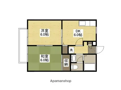 サンライフ友C(2DK/1階)の間取り写真