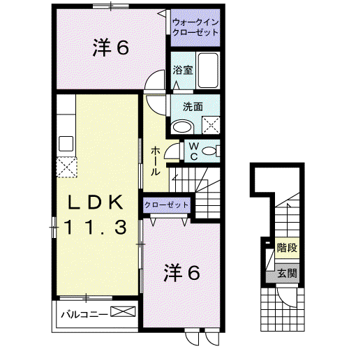 ライツシュティルA(2LDK/2階)の間取り写真