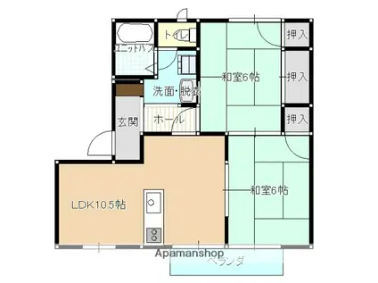 ファリーネ御幸A棟(2LDK/2階)の間取り写真