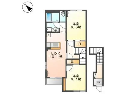 プルメリア(2LDK/2階)の間取り写真