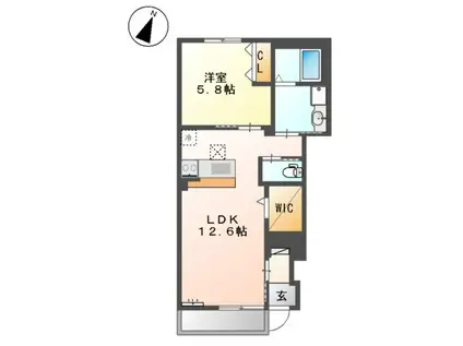 ランドマークレイ(1LDK/1階)の間取り写真