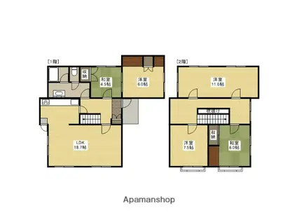 広島県福山市 2階建 築45年(5LDK)の間取り写真