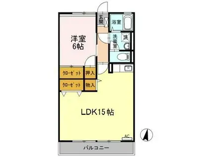 サンヴェールB(1LDK/2階)の間取り写真