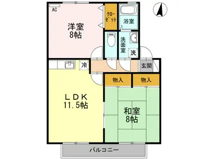 セジュール丹地(2LDK/2階)の間取り写真
