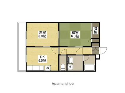 ハイグレース山口(2DK/3階)の間取り写真