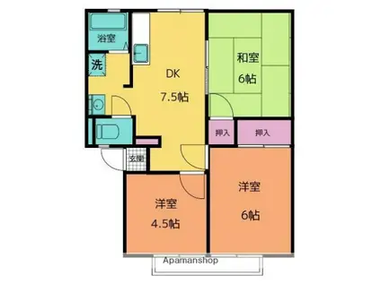 コーポラスさとう B(3DK/2階)の間取り写真