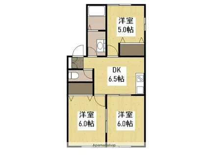 アムールミシマD(3DK/2階)の間取り写真