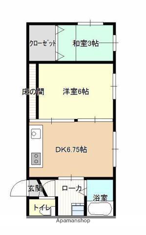 ふきよせマンション(2DK/2階)の間取り写真