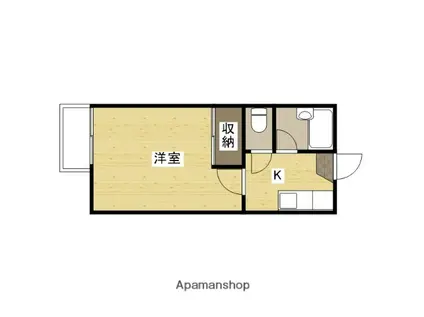 はねおキッタカB(1K/1階)の間取り写真