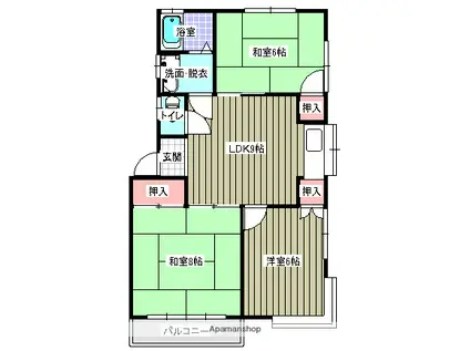 エクセント高田A(3DK/1階)の間取り写真