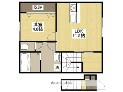 ソフィア(1LDK/2階)の間取り写真