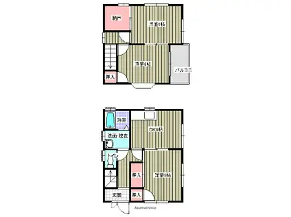 山陽本線 東福山駅 バス乗車時間:5分 広尾バス停で下車 徒歩9分 2階建 築26年(3SDK)の間取り写真