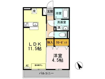 ローゼスポート港町B(1LDK/1階)の間取り写真