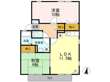 ハイカムール弐番館(2LDK/1階)の間取り写真