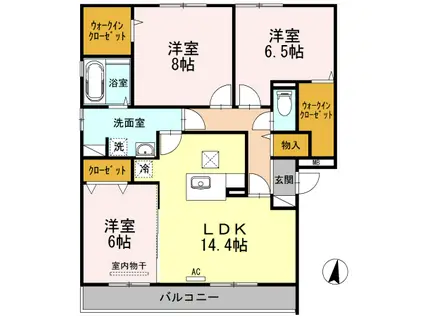 グランドゥールフジイ(3LDK/1階)の間取り写真