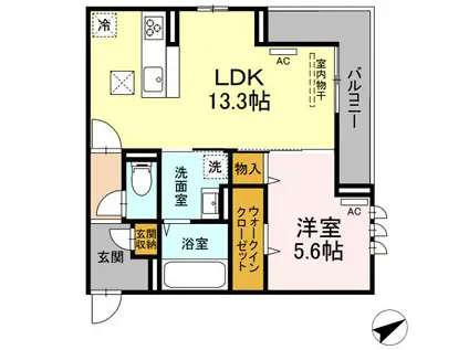 D-ROOM沖野上(1LDK/1階)の間取り写真