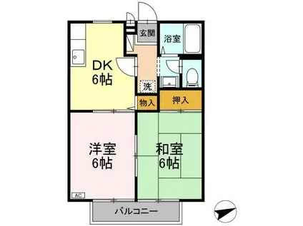 ハイライズ新涯A(2DK/2階)の間取り写真