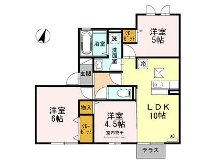 ボヌール千田 A棟(3LDK/1階)の間取り写真