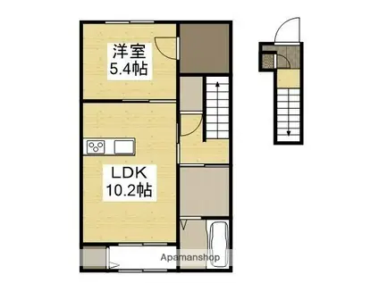 ミステール(1LDK/2階)の間取り写真