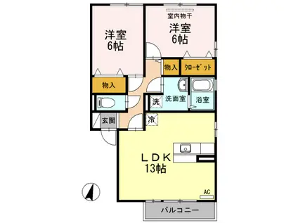 ソレイユ千田 A棟(2LDK/2階)の間取り写真