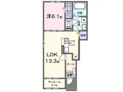 ピュア クロッシュ(1LDK/1階)の間取り写真