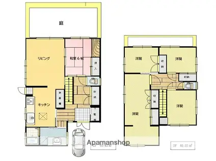 山陽本線 東福山駅 徒歩37分 2階建 築44年(5LDK)の間取り写真