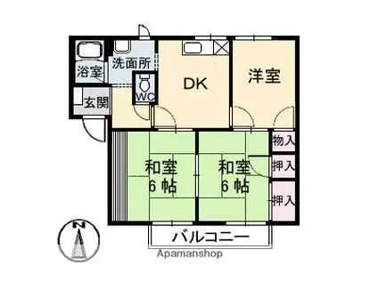 エスパディA棟(2LDK/1階)の間取り写真