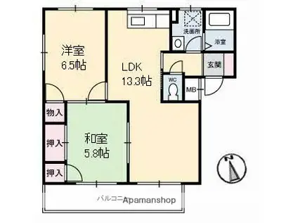 フローレンス明日香(2LDK/2階)の間取り写真