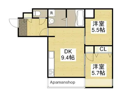 藤井ビル(2DK/2階)の間取り写真